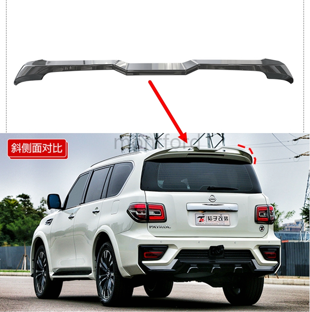 ABS プラスチック白黒色リアトランクブーツウイングスポイラーカーアクセサリー 1 個日産パトロール Y62 2011-2020