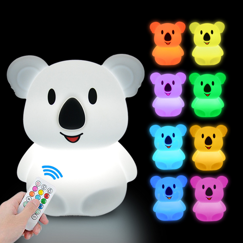 コアラ LED ナイトライトタッチセンサーリモコン 9 色調光可能なタイマー充電式シリコーン動物ランプ子供のためのベビーギフト
