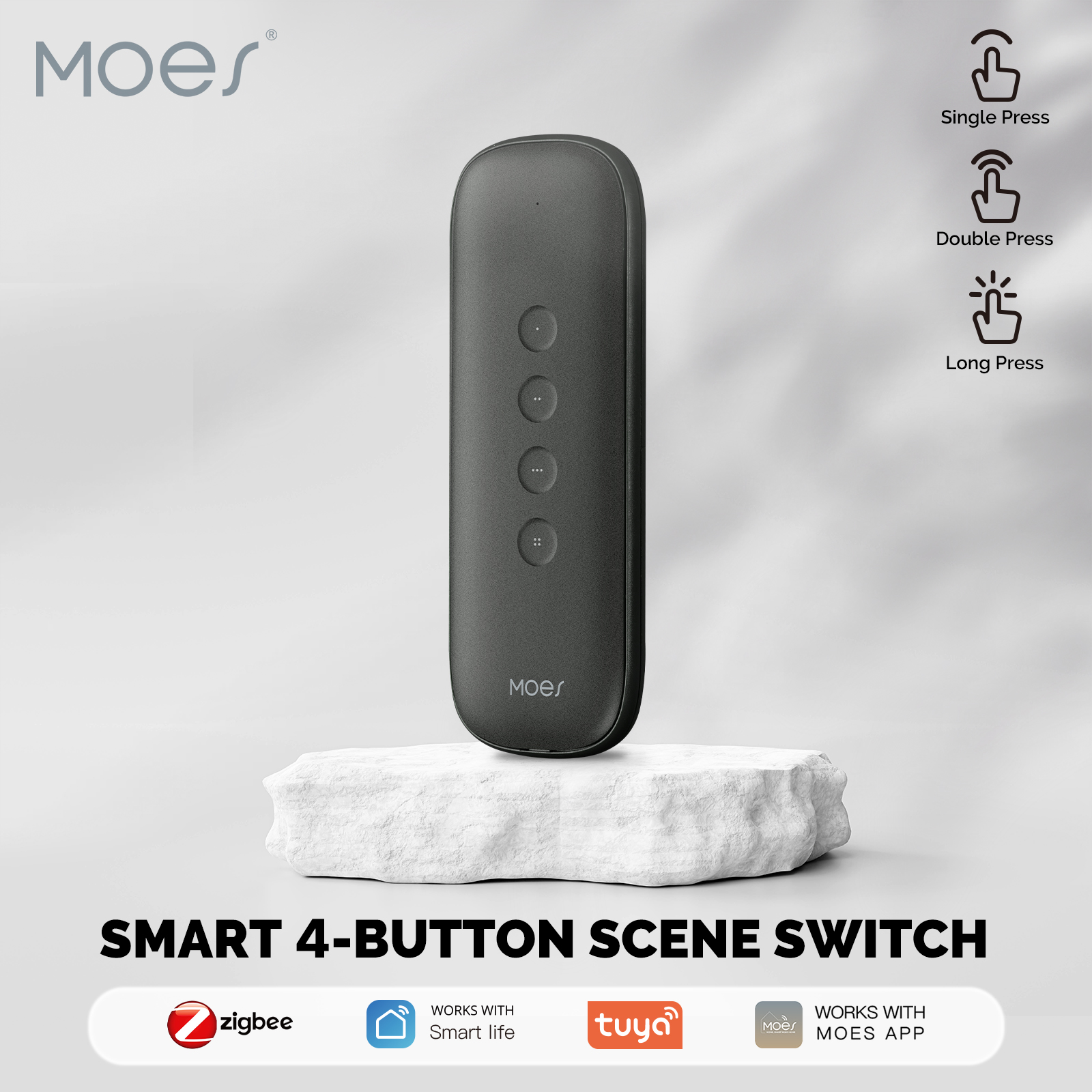 Tuya ZigBee スマートシーンスイッチ 4 ボタンポータブルワイヤレス軽量デザイン 12 シナリオリモコンオートメーションバッテリー駆動