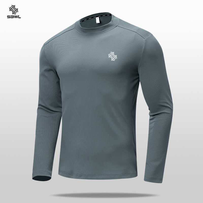 SBWL 秋と冬の高品質アウトドアスポーツ暖かい内側弾性長袖 Tシャツランニングフィットネスベースシャツトップス