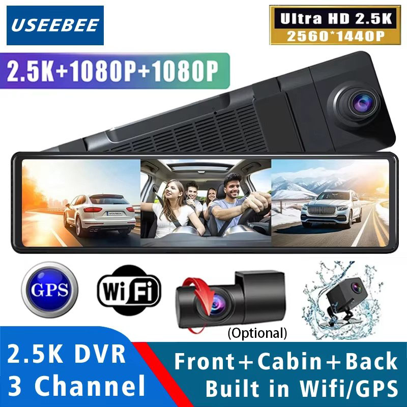 3チャンネル 11.26インチ 2.5K 1080P 1080P 車 Dvr GPS WIFI ダッシュカム インテリアミラーカメラレンズ ドライブレコーダー ダッシュカムストリーム リアビュー