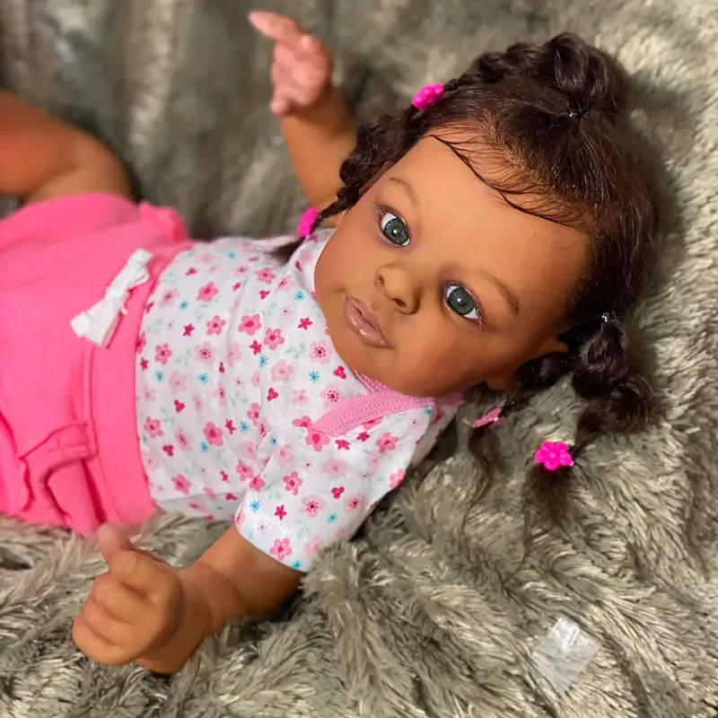 リアルなリボーンベビードール ブラックボーイ 21インチ アフリカ系アメリカ人新生児男の子人形 本物そっくりの加重ソフトボディ 3歳の子供へのクリスマス誕生日ギフト