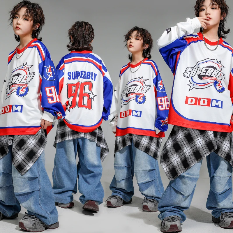 ボーイズ K-POP プルオーバーオーバーサイズシャツカーゴパンツガールズヒップホップストリート子供ジャズ服セット子供ストリートダンス衣装