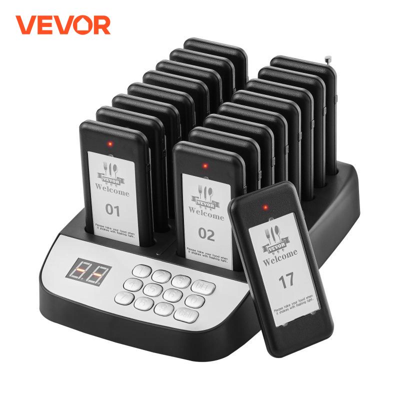 VEVOR 16 個レストランポケットベルシステムワイヤレス 500 メートル長距離ラインナップ待機キュー信号ゲスト顧客呼び出しブザー