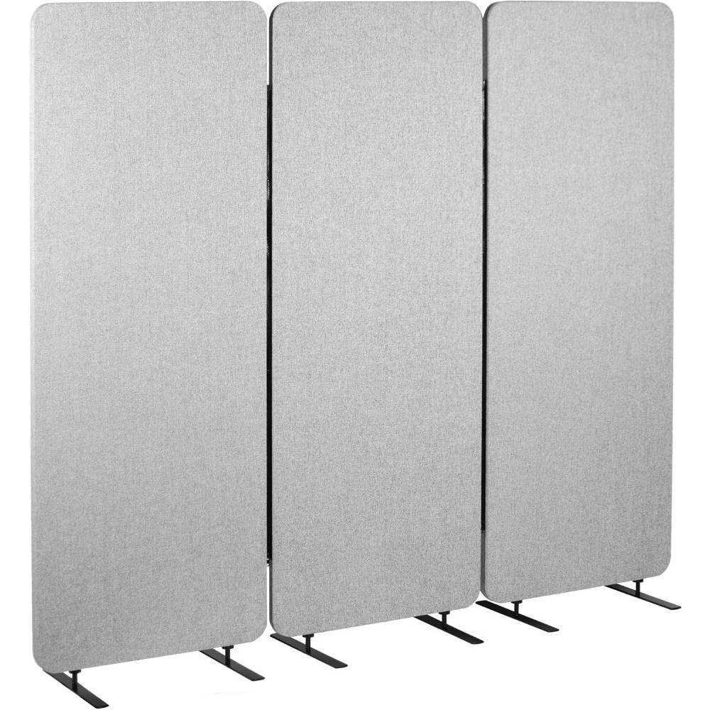 Freestanding Privacy Panel 72 x 66 Inch 3 Pack Acoustic Wall Divider Office Cubicle Partition Gray