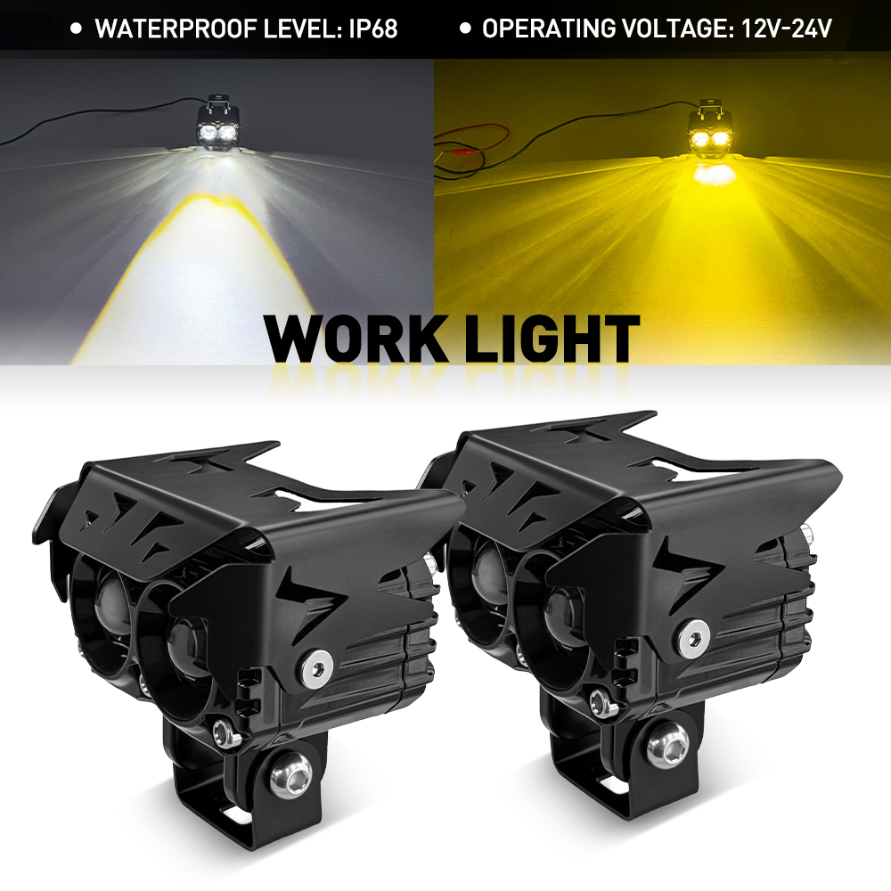 AUXITO 2 個 LED ワークライト Spotight スイッチ付きスポットランプ ATV SUV トラックトレーラー車バイクホワイトアンバー 12-24V IP68