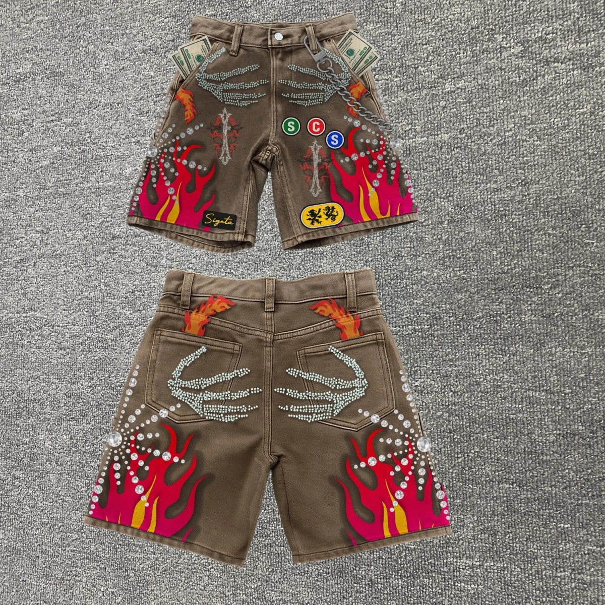 刺繍ショーツ Y2K ストリート男性女性服原宿ヒップホップだぶだぶのデニムジムショーツゴシック夏バスケットボールショーツ