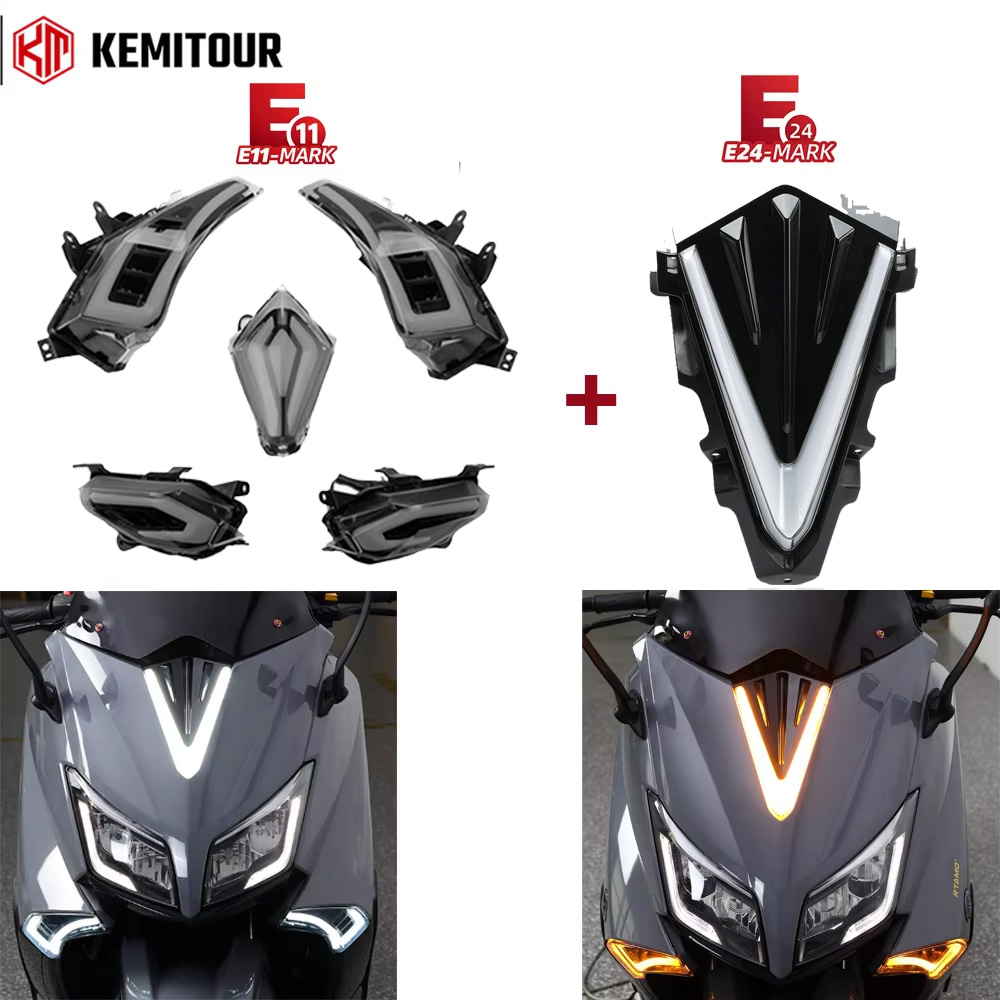 TMAX 530 2015 2016 LED DRL オートバイデイタイムランニングライト V 形状ターンシグナルインジケータウインカーランプドライビングライト E-MARK