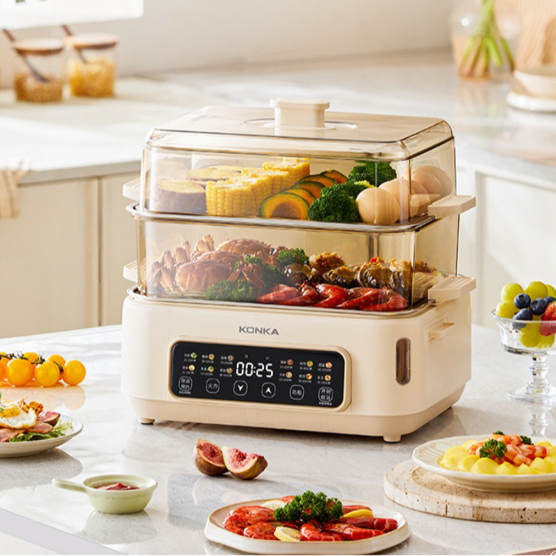 1500 ワット多層電気スチームクッカー 304 ステンレス鋼スマート 24H タイマー野菜蒸し器蒸気消毒機ホーム