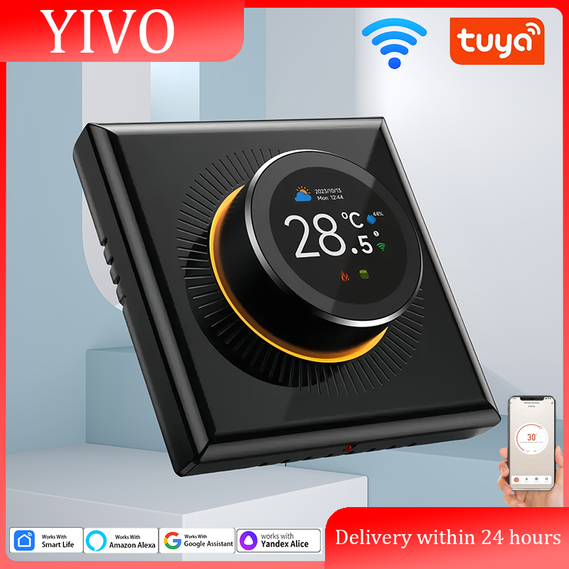 Tuya WiFi スマートノブサーモスタット温度コントローラー水ガスボイラー電気加熱用 Alexa Google ホームで動作します