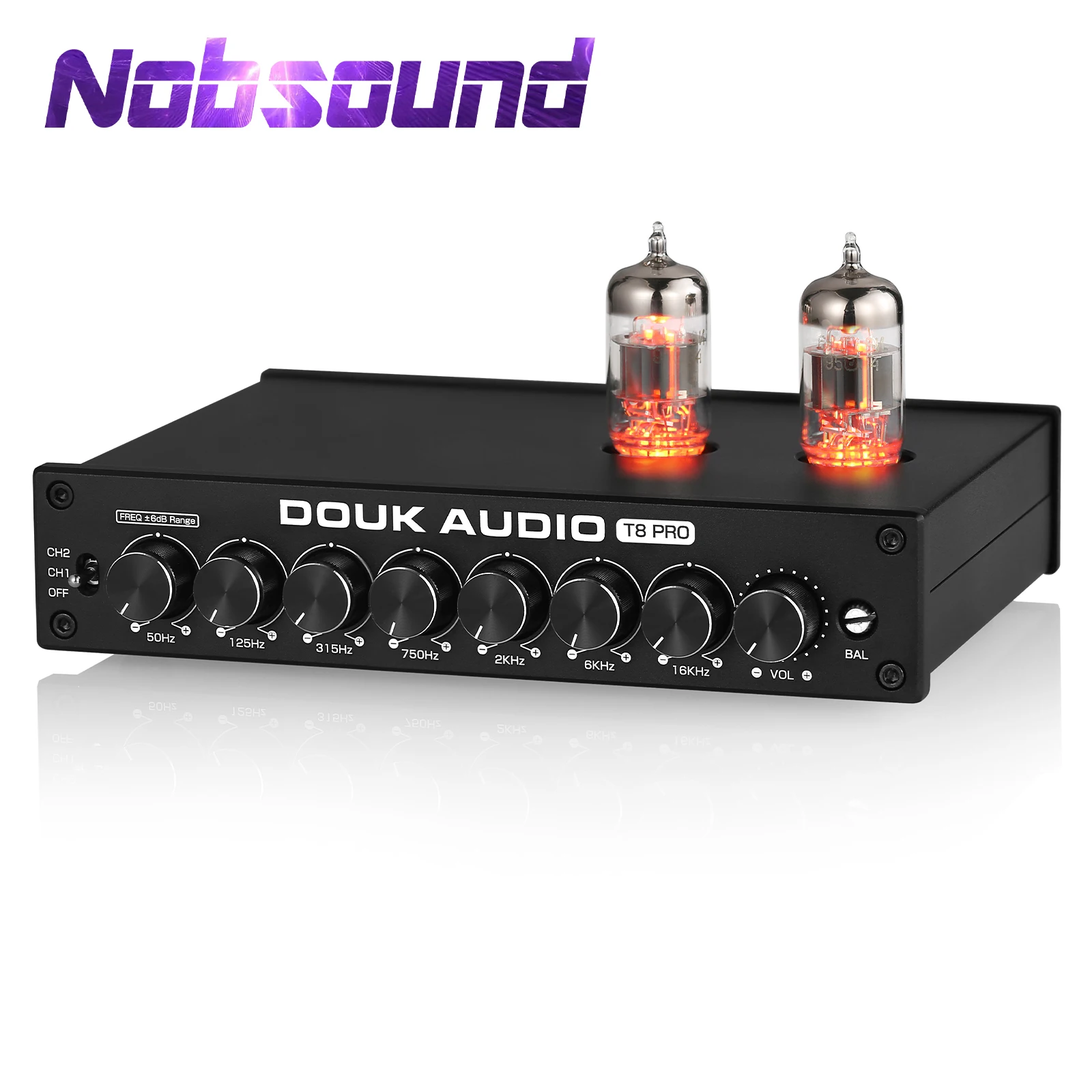 Nobsound HiFi 7 バンド EQ イコライザー真空管バランス XLR ステレオ RCA プリアンプ、トーンコントロール付きデスクスピーカー用