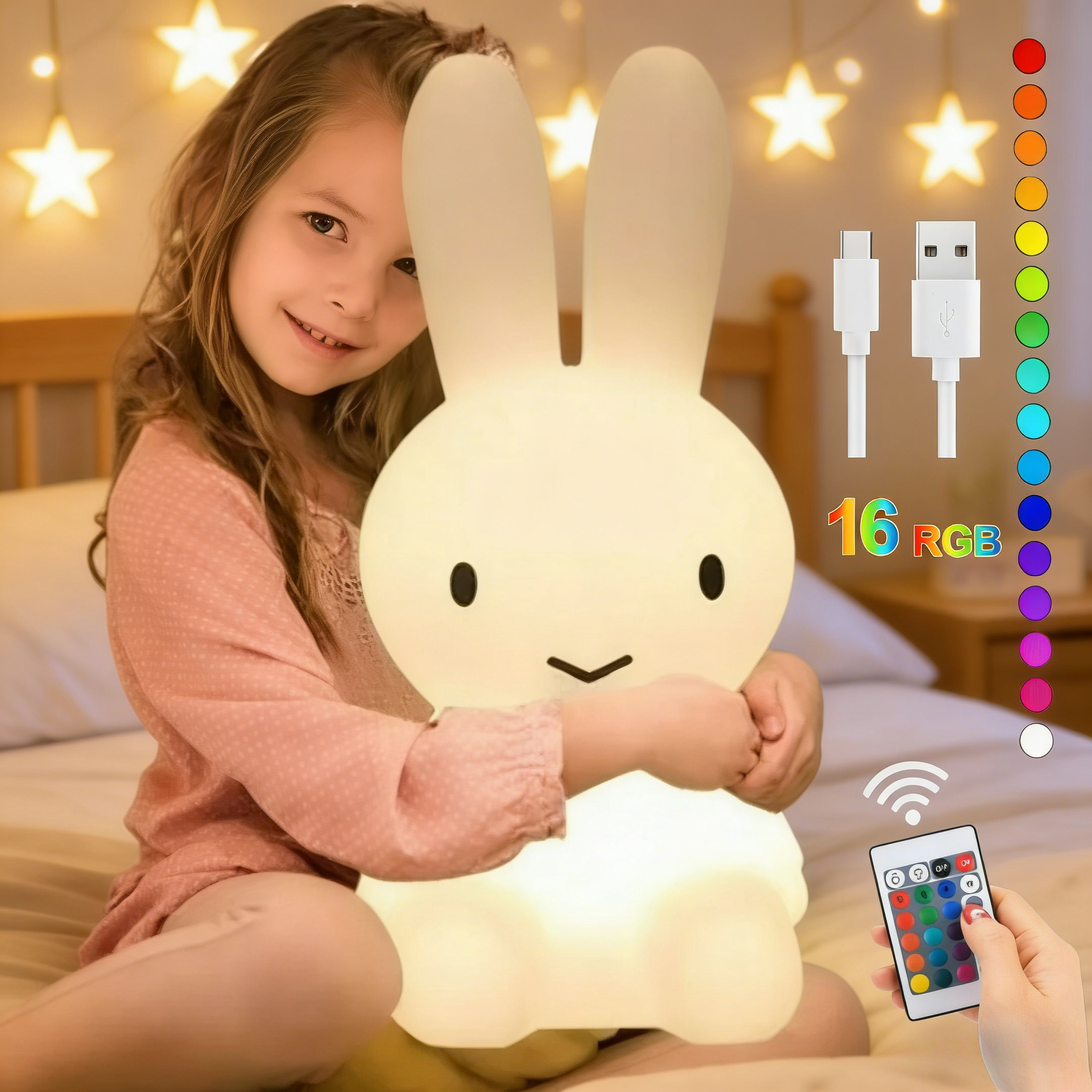 かわいい照明ムードライトリモコン付き調光かわいい漫画子供のギフト寝室のベッドサイドランプリビングルームのフロアランプ