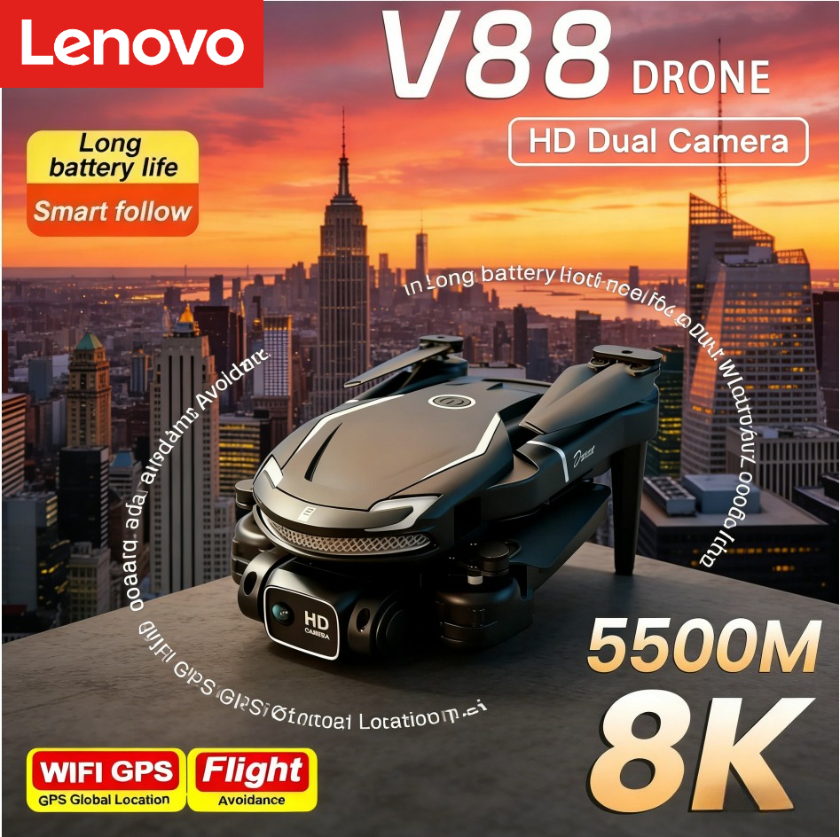 レノボ V88 ドローン 8K 5G GPS プロフェッショナル HD 航空写真リモートコントロール航空機 HD デュアルカメラ Quadcopter おもちゃ UAV 2026