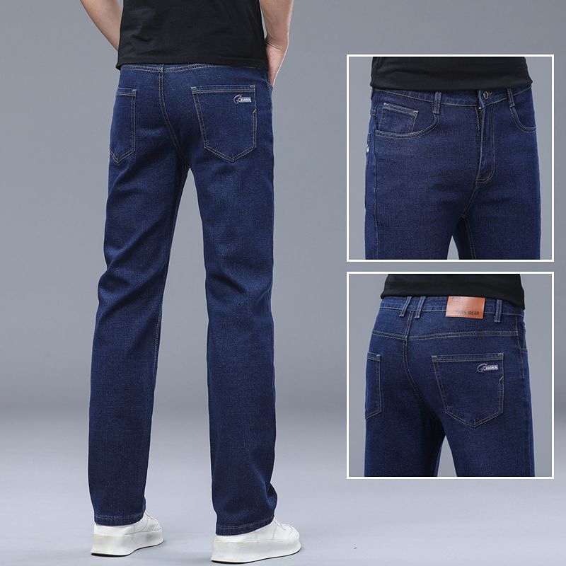 男性快適なソフトスリムフィットジーンズ男性クラシックビジネスカジュアルストレートレッグパンツ高品質多用途デニムパンツ