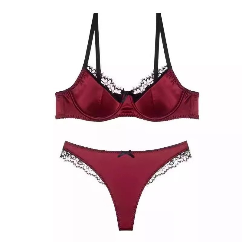 フランスの薄いカップランジェリーセットセクシーなレースプッシュアップブラジャーファッション女性シルク生地下着高品質下着ブラジャーとパンティー
