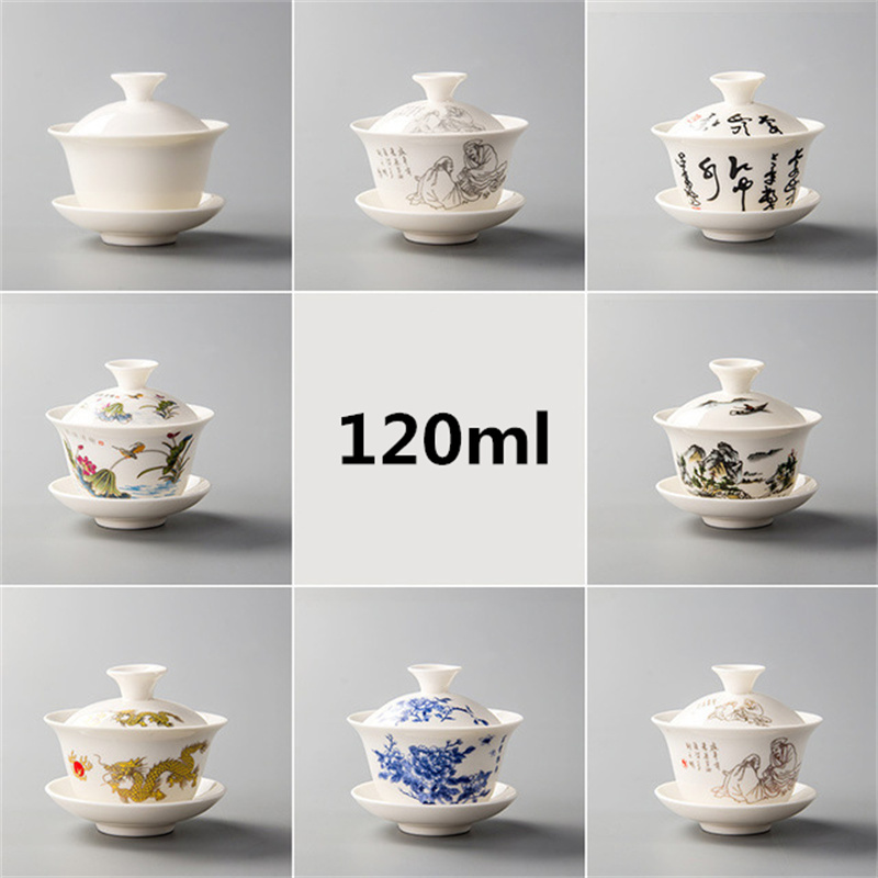 伝統的な中国の Gaiwan セラミックティーカップ、チュリーン蓋ボウル、ソーサー、カンフーティーカップ、茶器、ドロップシッピング
