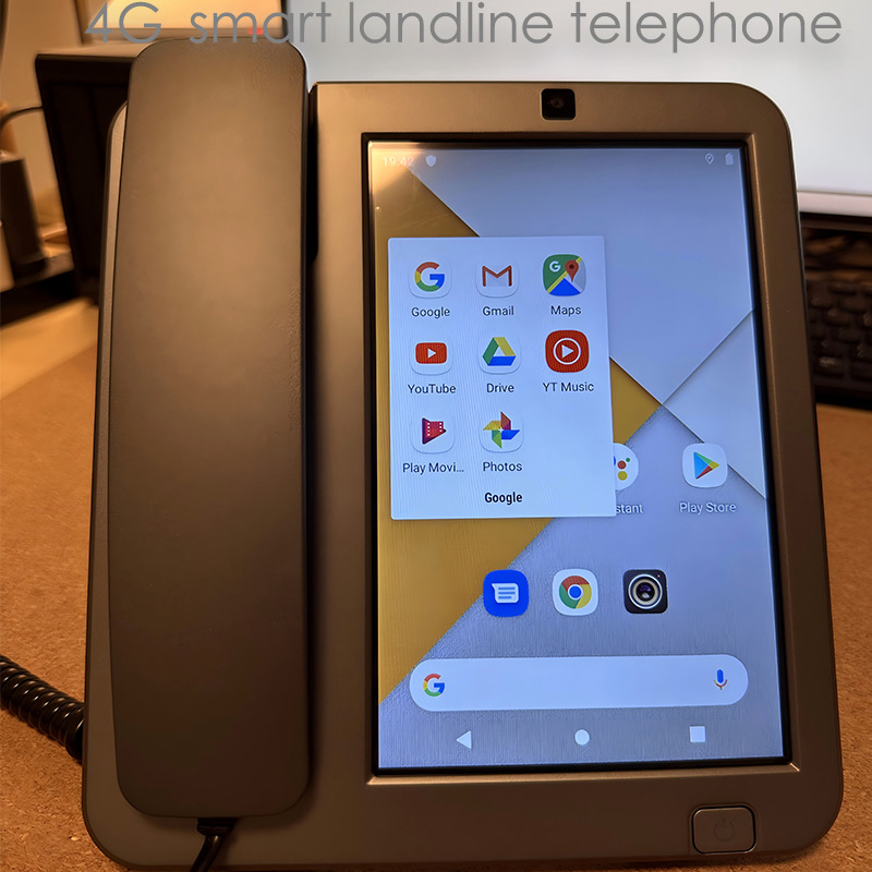 タッチスクリーン固定電話 4G、8 インチ タッチスクリーン、Android 10（Google Play ストア搭載）、2 16GB ストレージ、固定電話機能、Wi