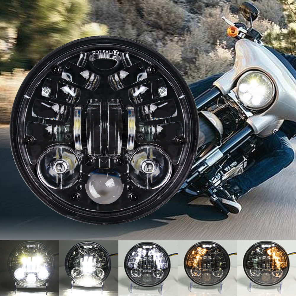 5.75 "インチラウンド LED ヘッドライトブラックハーレーホンダシャドウ VT 600 700 750 1100 VTX 1300 1800 オートバイアクセサリー