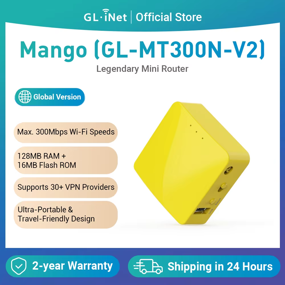 GL.iNet-MT300N-V2(Mango) ポータブル ミニ トラベル ワイヤレス ポケット ルーター - WiFi ルーター/アクセス