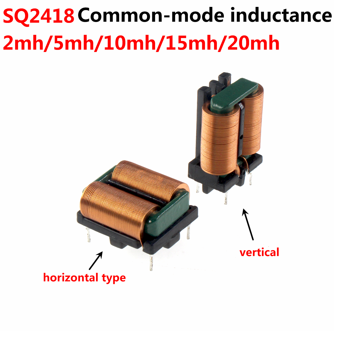2 個 SQ2418 インダクタンスパッチプラグイン 2mh 5mh 10mh 15mh 20mh 25mh 30mh 50mh スイッチング電源コモンモードインダクタ