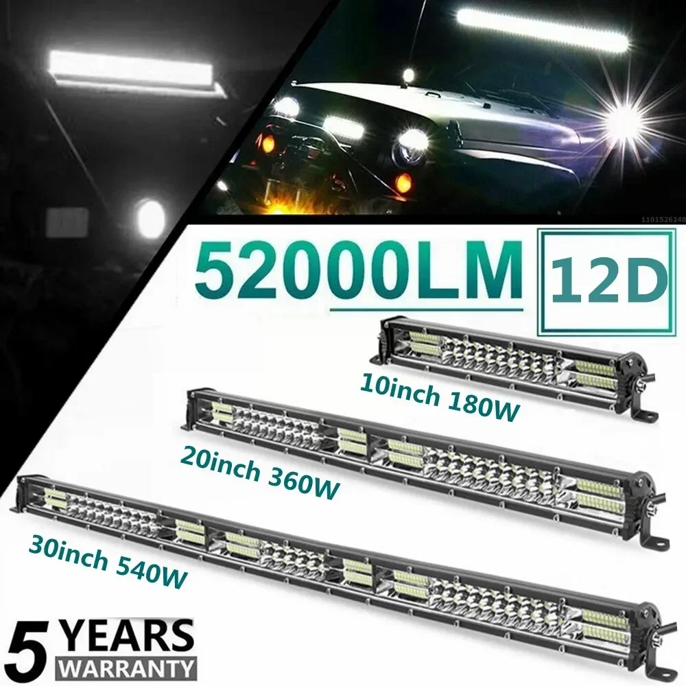スリム 12D LED ライトバー 20 インチスポットフラッドコンボビーム LED バー SUV 4X4 オフロード LED ワークランプ 12V 24V 自動運転ライト