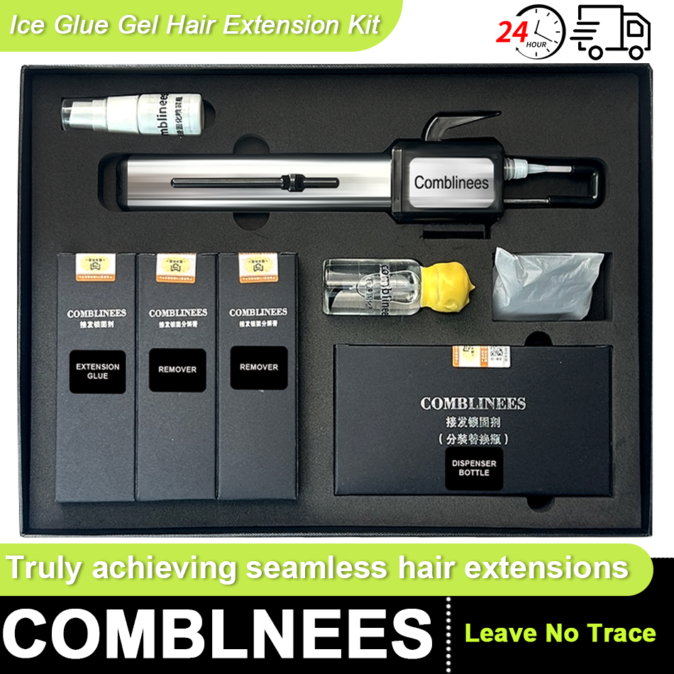 Comblinees P1 ヘアエクステンションアイロン取り付けツール、高速接着キット付きコームラインエクステンションスタンド、シームレスアプリケーション用