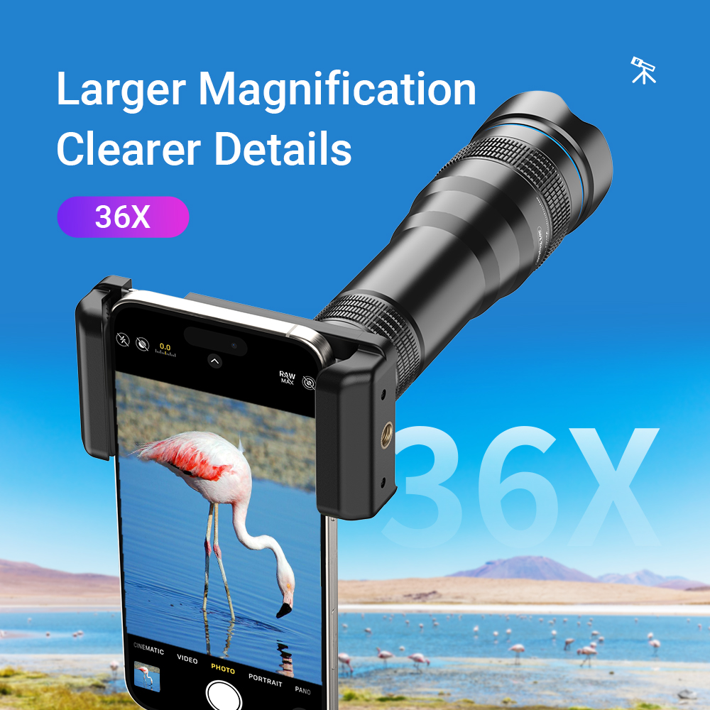 APEXEL メタル 36x 望遠鏡望遠レンズプロフェッショナル望遠ズームカメラレンズ iPhone Xiaomi スマートフォンバードウォッチハンティング用