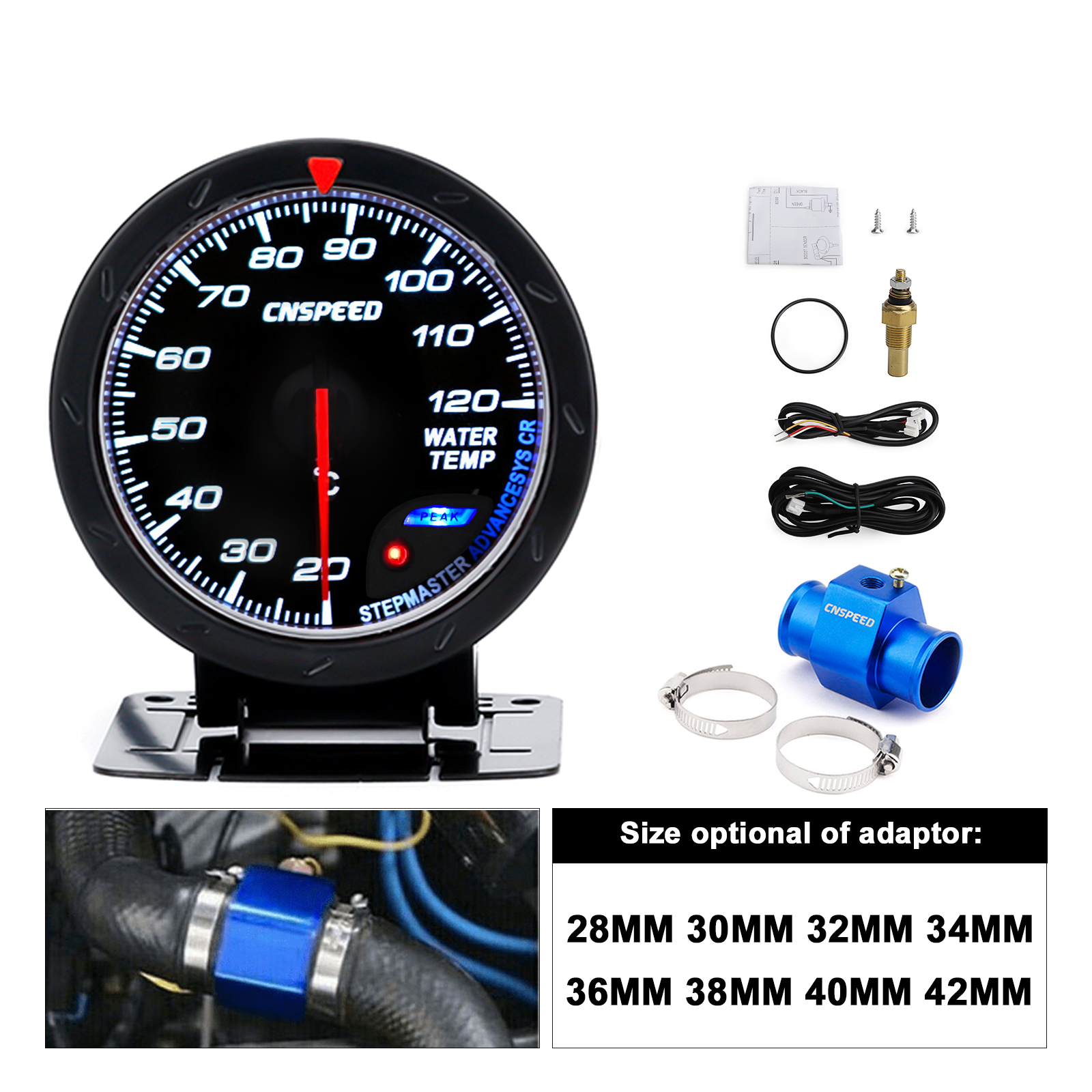 CNSPEED 新 60 ミリメートル車水温計 20-120℃ 摂氏水温計水温ジョイントパイプセンサーアダプター 1/8NPT