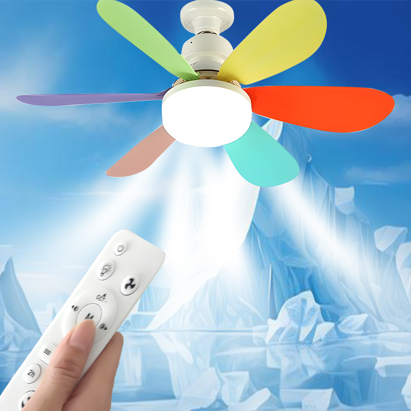 40Wソケットファンライト、ライトとリモコン付き20.5インチネジ天井ファン、LED付きE27ソケットファン、バスルーム、寝室、LED用