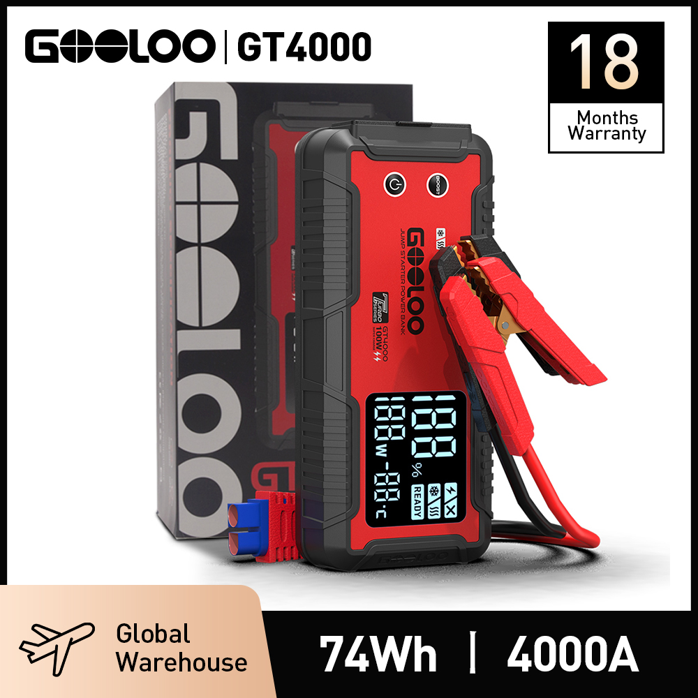 GOOLOO 4000A 12V 充電器外部バッテリーブースター 24000mah 車のジャンプスターター車のバッテリー PD100W 急速充電ポータブル電源銀行