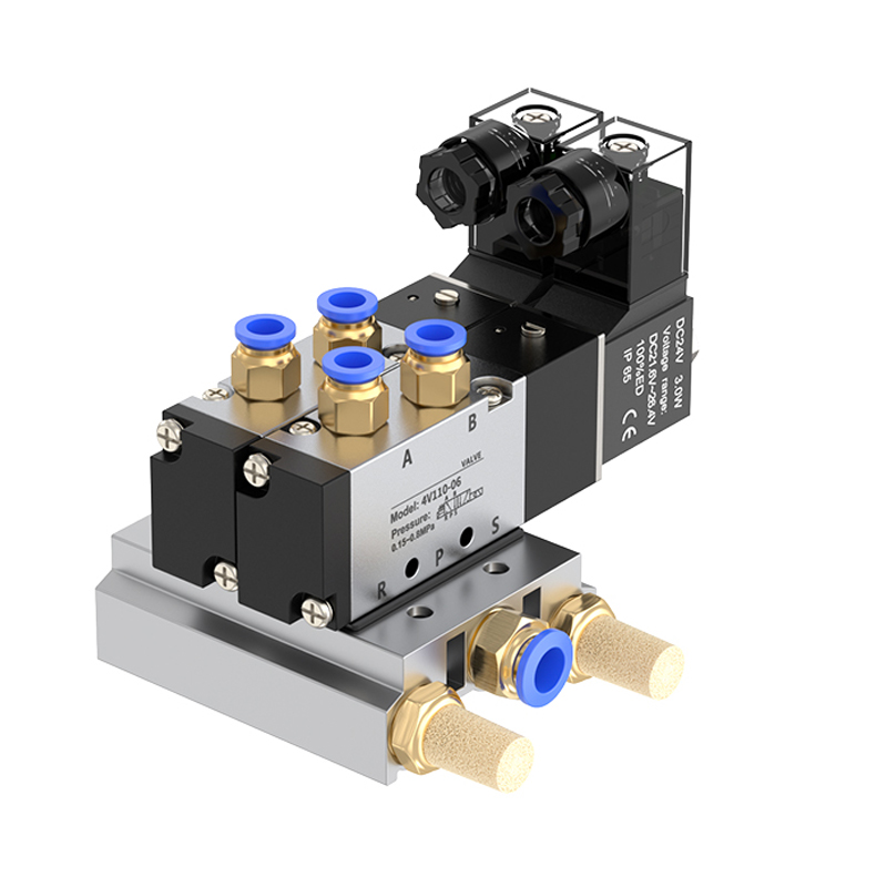 4V110-06 AC 110/220V DC 12/24V 2/3/4 ウェイマルチオプション空気圧ソレノイドバルブブロック、マフラーフィッティングベースマニホールド付き