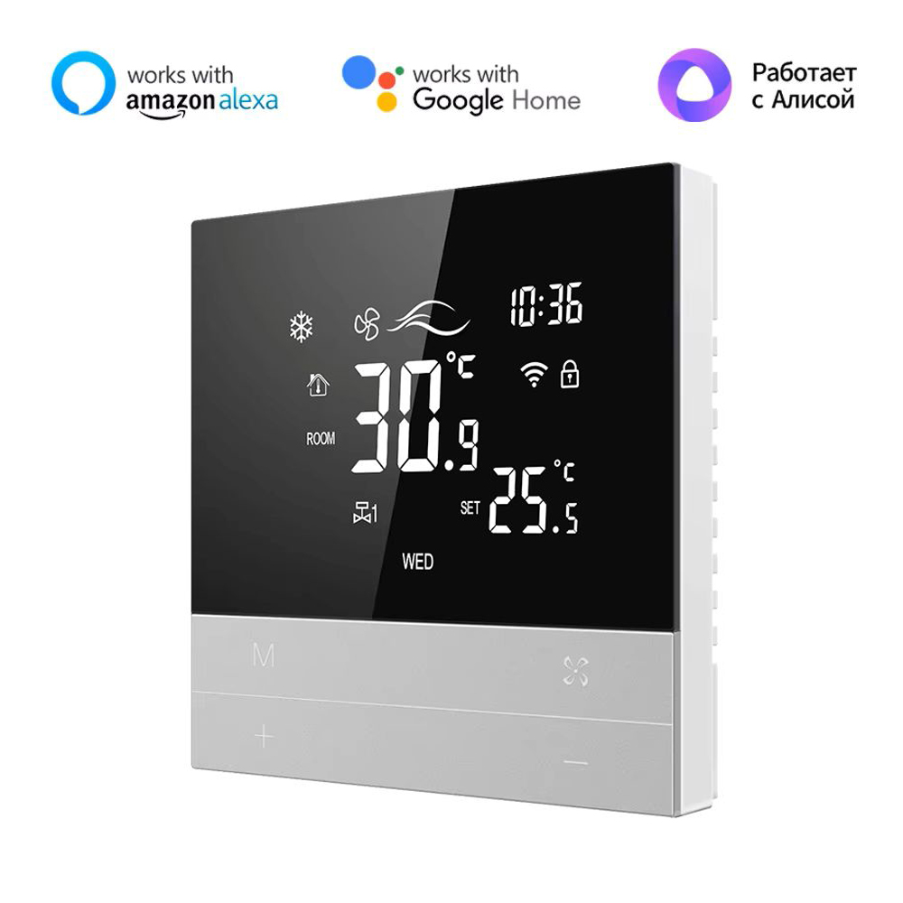 Tuya WiFi スマートセントラル空調サーモスタットスイッチ加熱冷却 3 スピードファンコイルユニット 4 パイプ 2-in-1 冷却