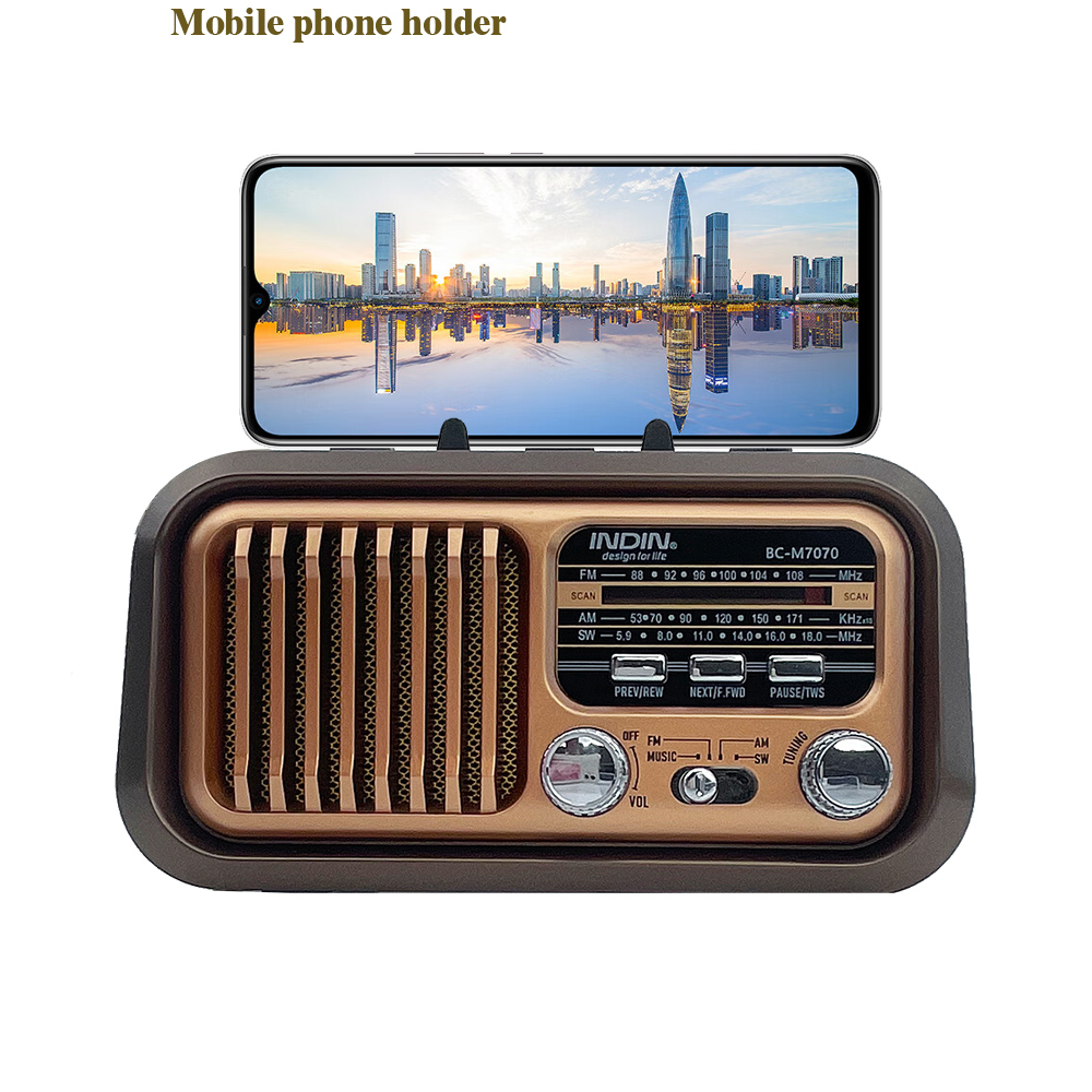 ラジオ ポータブル AM FM SW ヴィンテージラジオ 電話スタンド付き TF カード/USB 小型レトロラジオ バッテリー駆動
