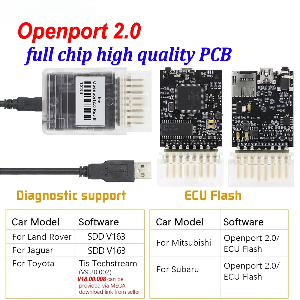 Openport 2.0 ECU フラッシュチップチューニングあまりにもメルセデス J2534 オープンポート 2 0 OBD2 車診断ツールトヨタスキャナー用フルチップ