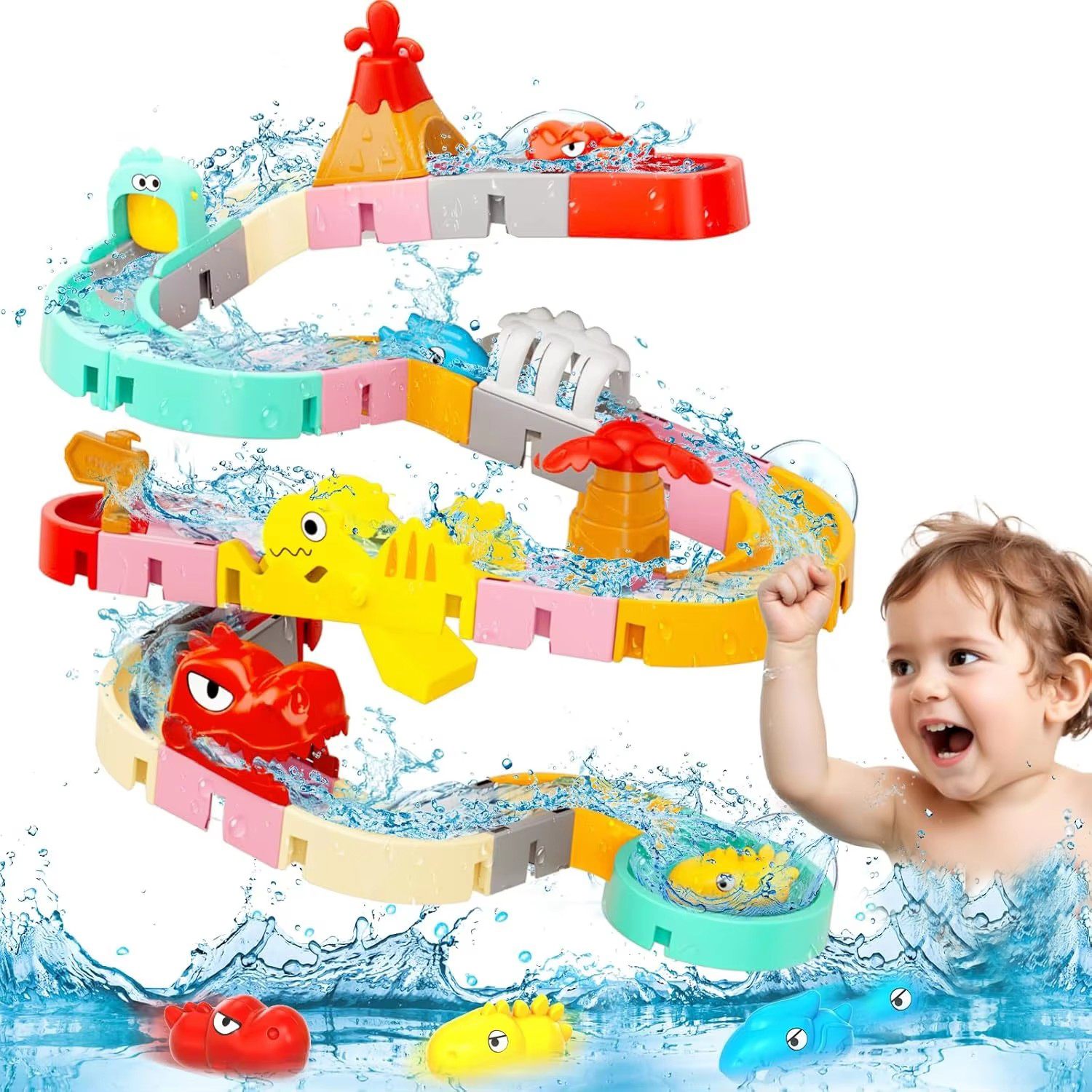 DIY ビルディング ウォーター スライド トラック BaBy お風呂のおもちゃ 壁トラック ビルディング セット スプレー水のおもちゃ 子供用 屋外プール 浴槽のおもちゃ