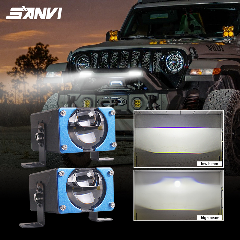 SANVI S101 LED スポットライト ライト バンパー フォグランプ プロジェクター レンズ 車用補助作業灯 ミニ ドライビング ライト 4X4 オフロード