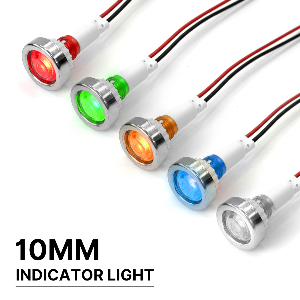 FILN 15/25 個 10 ミリメートル LED インジケータライト配線済みパイロットランプ 12 V-24 V 警告機器コントロールパネルダッシュボードインジケータ