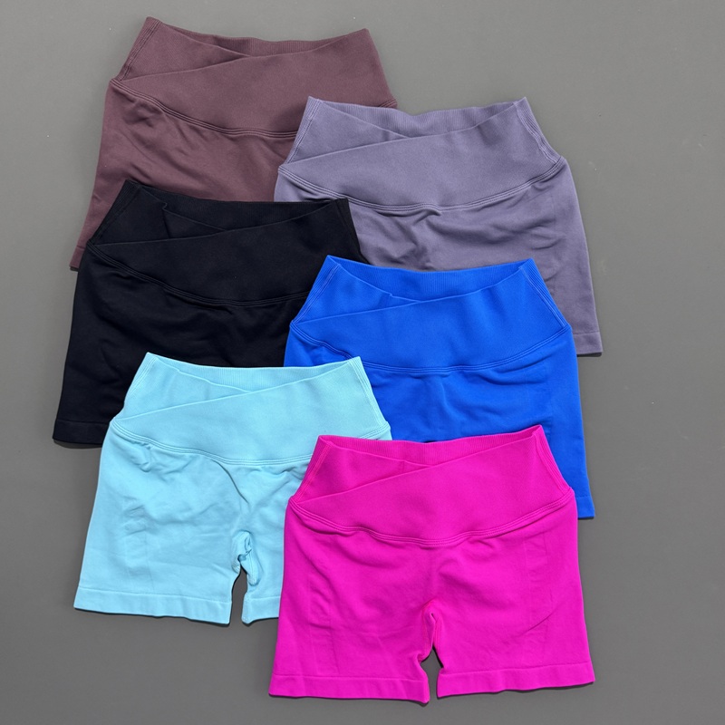 HISTELLO Sports Shorts Women Scrunch Bum Gym Shorts Low Ribbed Band Yoga Tights Workout Biker Shorts Stretch Fitness Shorts