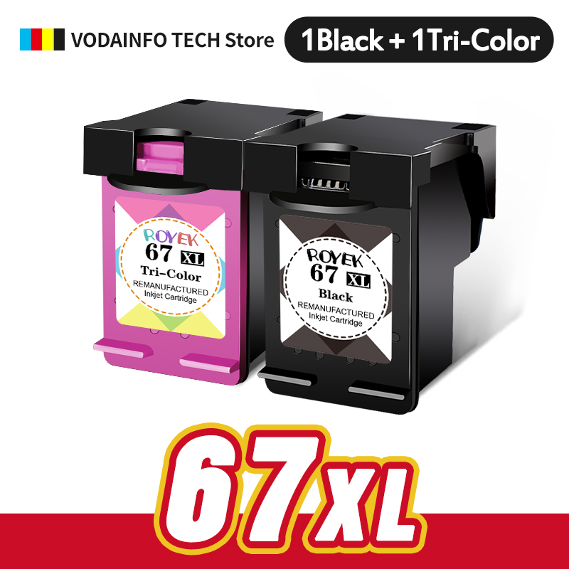 ROYEK 67XL インクカートリッジ 67XL 交換用 HP 67 67XL HP DeskJet 2700 2700e 2755e 2755 4155e 4155 プリンタ用