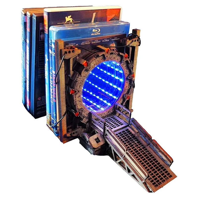 1pc ギャラクシーゲートブックエンドクリエイティブクロスボーダータイムトンネル LED ライトアップブックエンドデスクトップブックストッパー本棚ギフト
