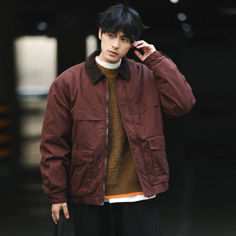冬の男性日本のストリート Cityboy ルーズカジュアル厚みのある綿パーカーカーゴジャケット暖かいコート上着