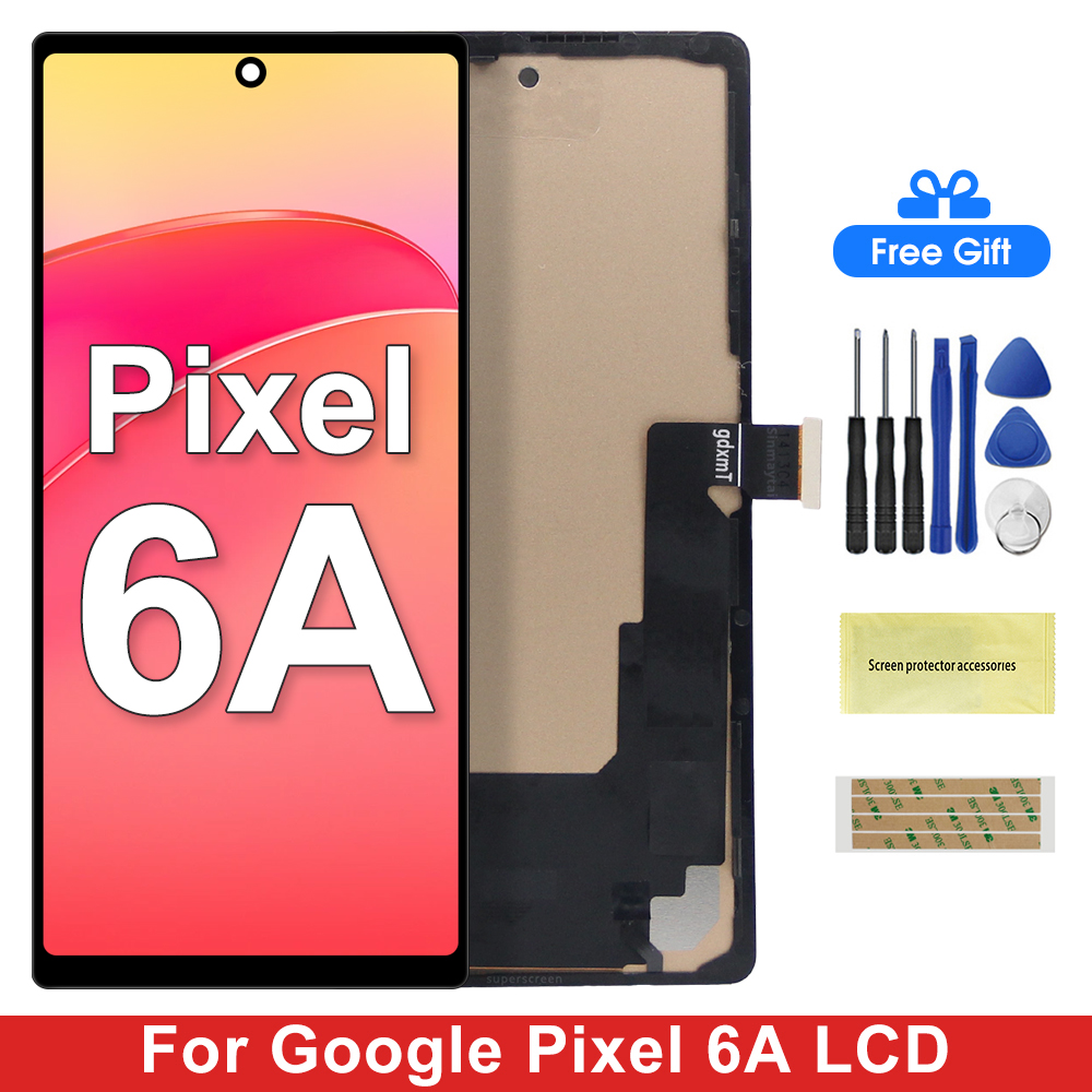 TFT Google Pixel 6A GX7AS、GB62Z、G1AZG、GB17L LCD ディスプレイ タッチ スクリーン デジタイザー Pixel 6a Lcd フレーム付き 100% テスト済み