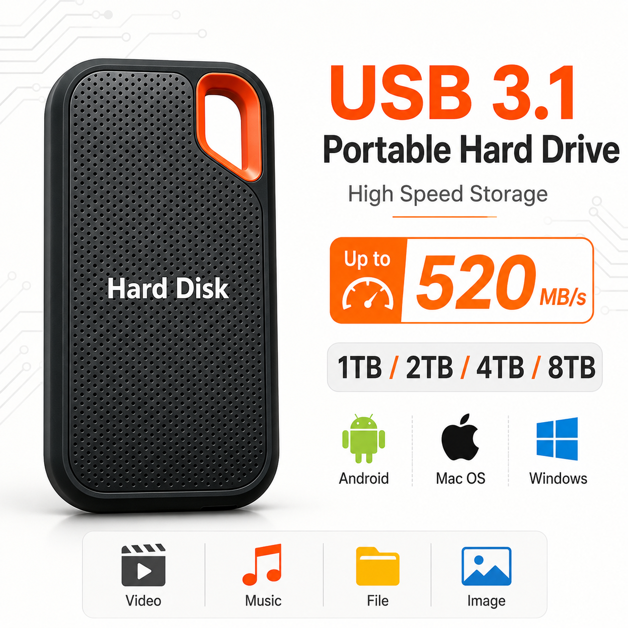 128TB 外付け SSD ポータブル ソリッド ステート ドライブ 1TB ハードドライブ 小型ボディ ビッグパフォーマンス 基本的な毎日のストレージ