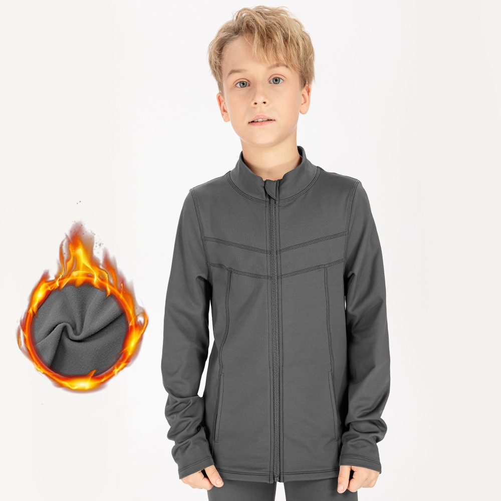 Xsunwing 卸売ブランク子供服冬スタンドカラー防風フリースランニングトレーニングジッパージャケットボーイズコート KY23603