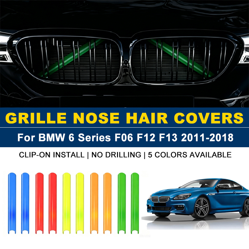 フロントグリルトリムストリップ 2 個、腎臓鼻毛装飾ベーンインサート BMW 6 シリーズ F06 F12 F13 2011-2018 2012 2013 2014用