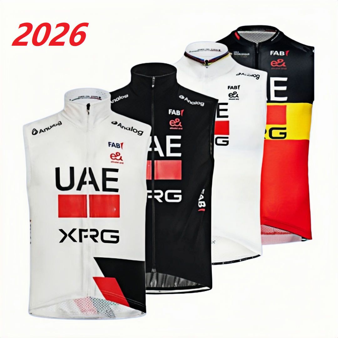 2026 UAE XRG チーム防風/冬フリースサーマル/春夏ノースリーブサイクリングベストマイヨ Ciclismo バイク服