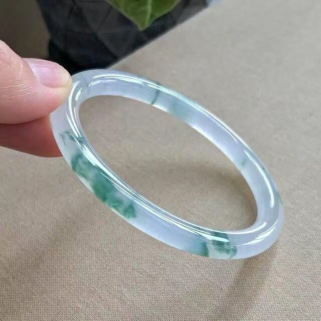 本物のミャンマーグレード A 翡翠氷フローティングヒスイ薄型バングルブレスレット女性ファインジュエリーアクセサリー天然ビルマ翡翠腕輪