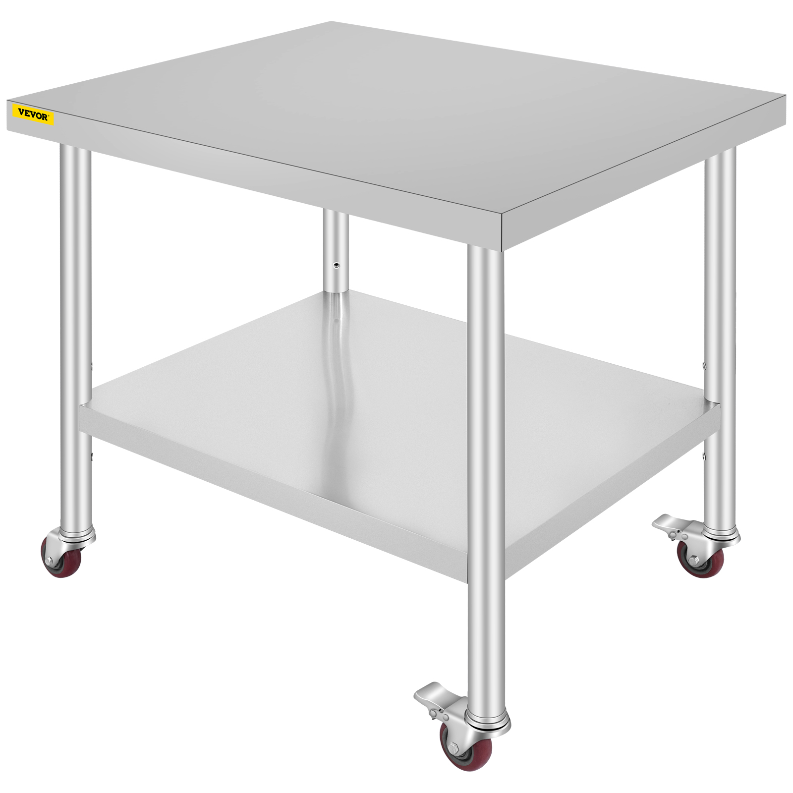 SucceBuy ステンレス鋼キッチン準備テーブル 4 キャスターホイールバックスプラッシュ負荷最大 100KG-300KG 家庭用収納ラックダイニング用
