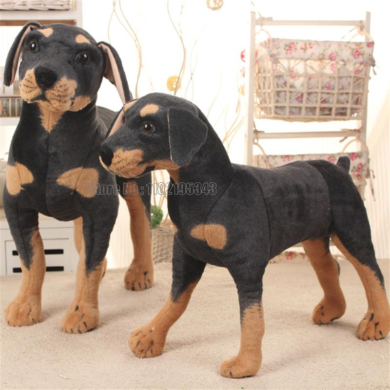 3D シミュレーション立ち黒犬ぬいぐるみドーベルマン動物超現実的な子供の写真撮影の小道具誕生日ギフトのおもちゃ