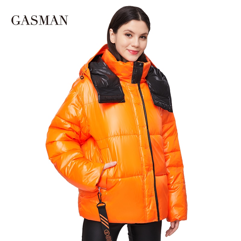 GASMAN 2022 パーカーフード付き厚い冬の女性ジャケットファッション女性コートブランドジッパー生き抜く女性固体秋フグジャケット 213